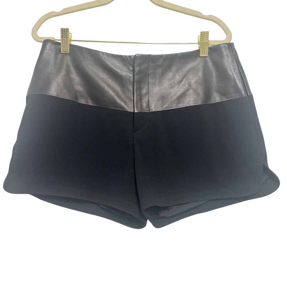 Rag‎ & Bone Kelly Lamb Leather Shorts Womens 6 Black New Mixed Media High Rise - Picture 4 of 13